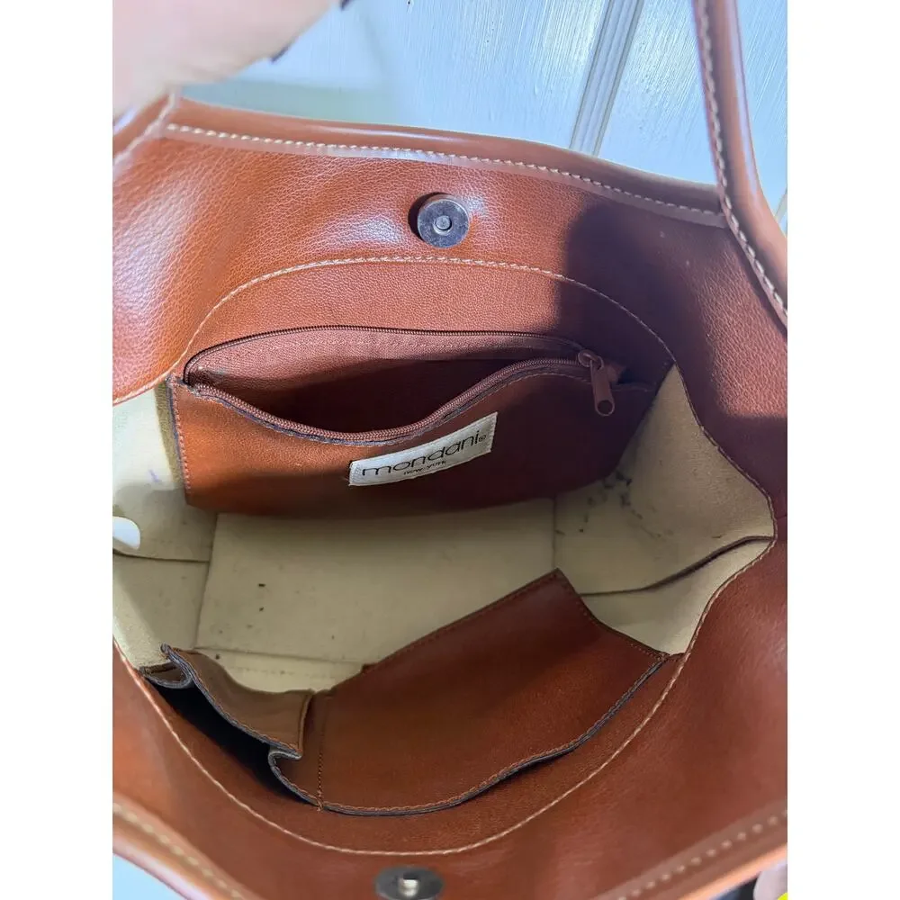 Vintage Mondani New York Cognac Leather Hobo Handbag